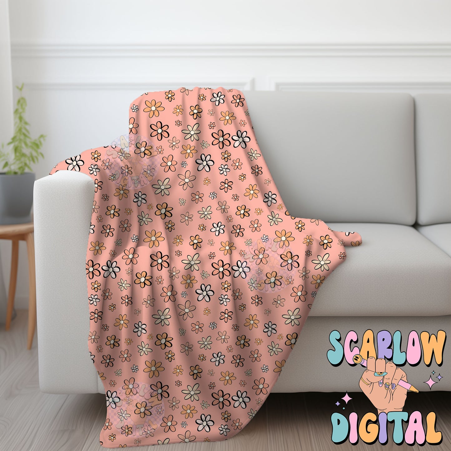 Doodle Flowers Seamless Pattern-Summer Sublimation Digital Design Download-groovy seamless pattern, hippie seamless pattern, summer designs