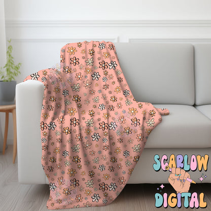 Doodle Flowers Seamless Pattern-Summer Sublimation Digital Design Download-groovy seamless pattern, hippie seamless pattern, summer designs