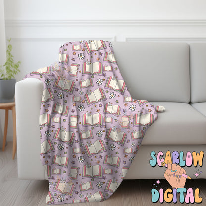 Books Seamless Pattern Sublimation Digital Design Download, flowers seamless pattern, smut seamless pattern, reading seamless patterns