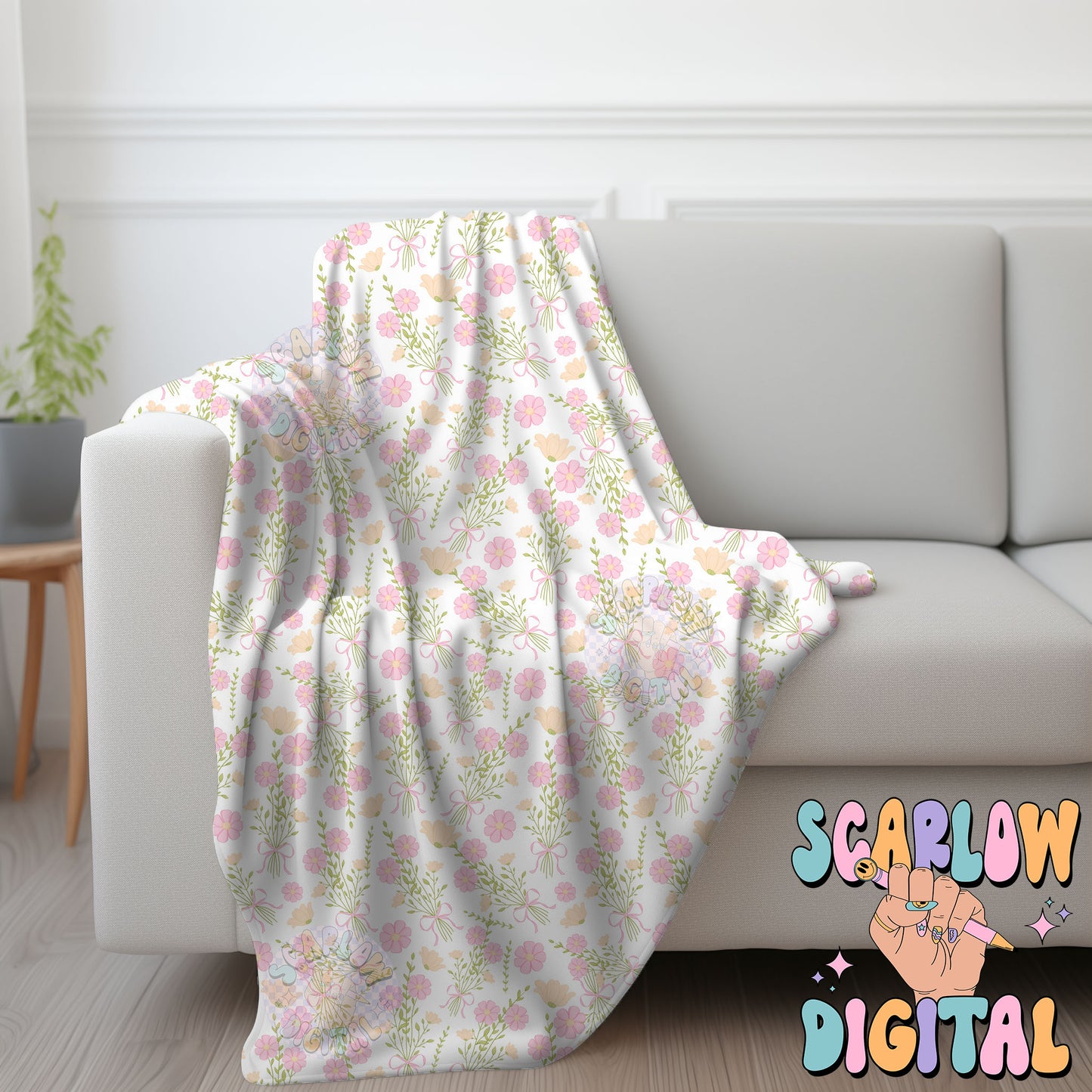 Coquette Bouquet Seamless Pattern Digital Design Download, coquette bow seamless pattern, spring flowers seamless, simple seamless patterns