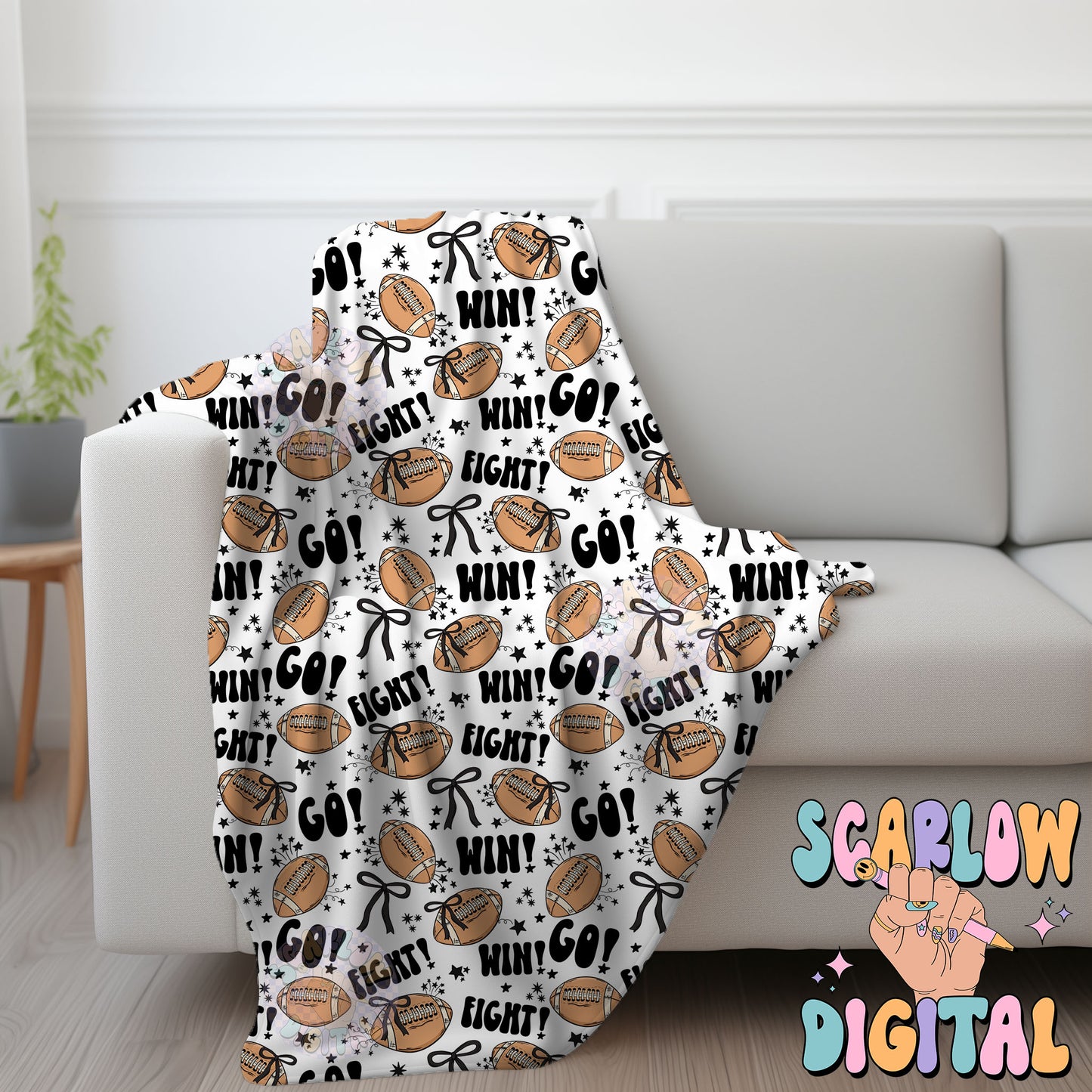 Footballs and Bows Seamless Pattern Digital Design Download, coquette seamless pattern, bows digital prints, football season seamless files