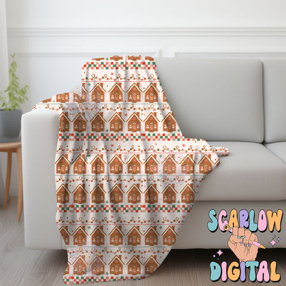 Gingerbread Houses Seamless Pattern Digital Design Download, christmas lights seamless pattern, christmas designs, sweater pattern seamless