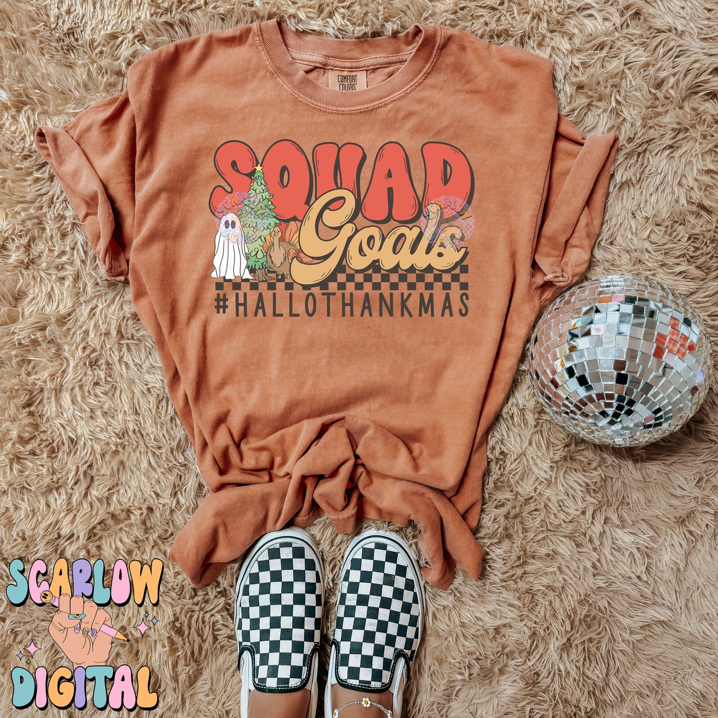 Squad Goals HalloThankMas PNG Digital Design Download, halloween png, christmas png, thanksgiving png, ghost png, turkey png, xmas tree png