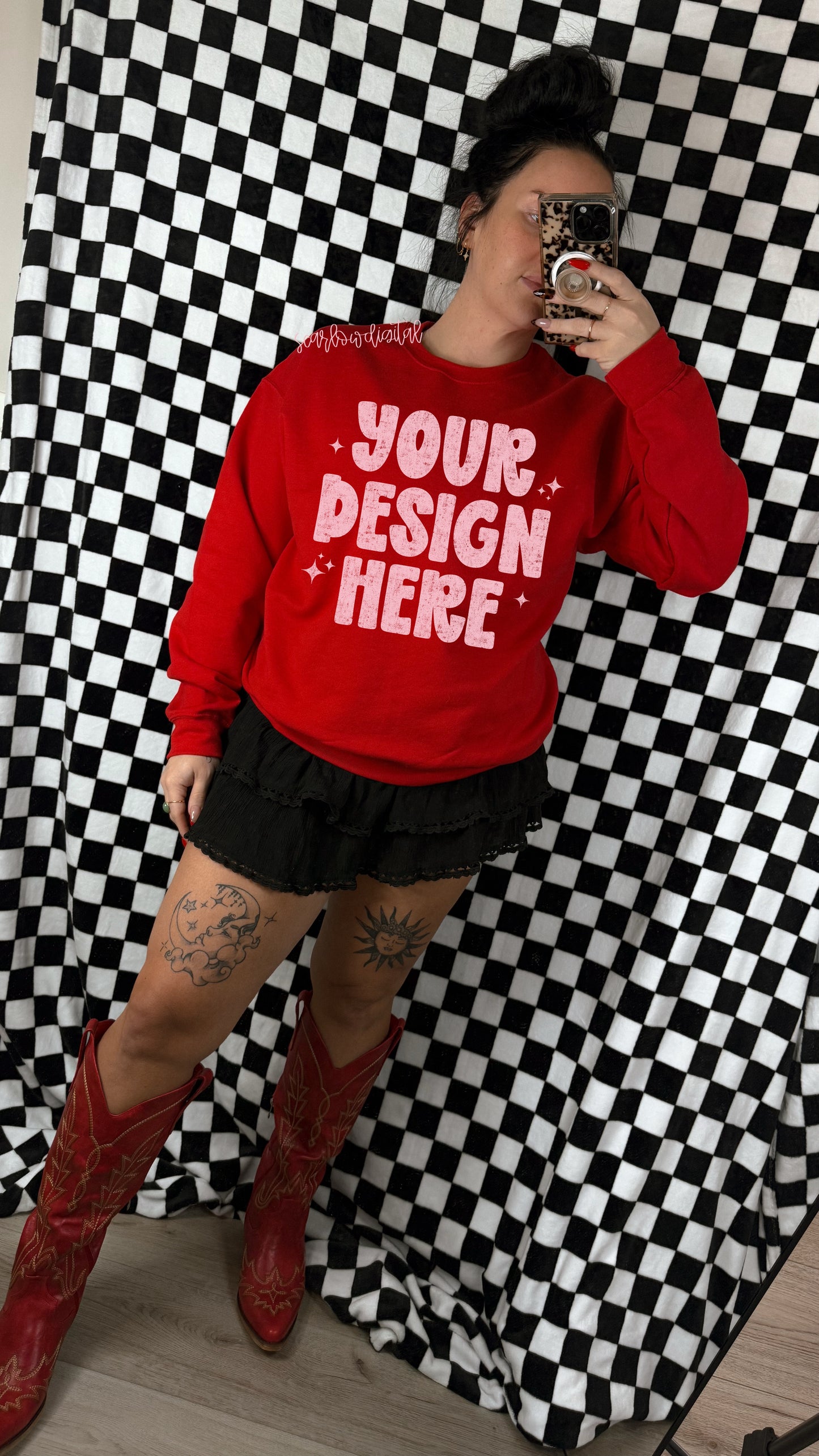 ✨ NEW NEW NEW ✨ Red Gildan - Unisex Heavy Blend Crewneck Sweatshirt 18000 Mockup