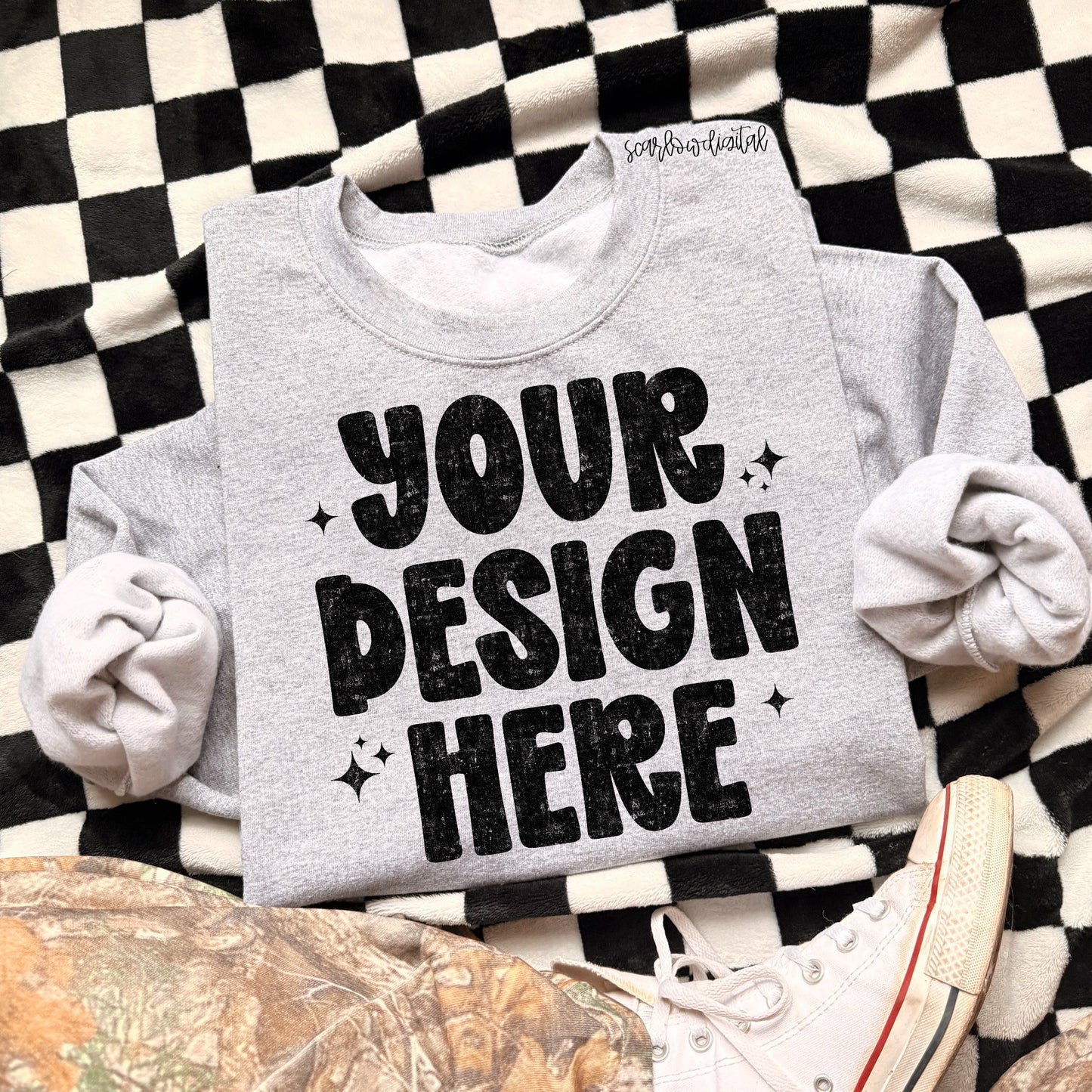 Ash Grey Gildan - Unisex Heavy Blend Crewneck Sweatshirt 18000 Mockup