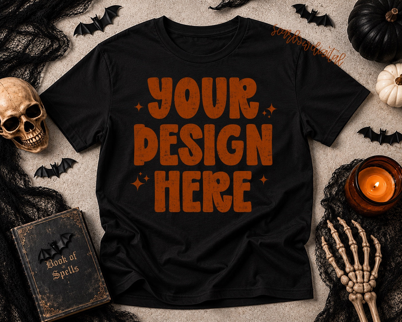 Halloween Black Comfort Colors Unisex Garment-Dyed Heavyweight T-Shirt 1717 Mockup