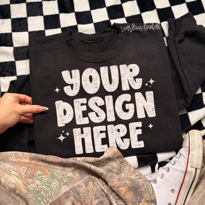 Black Gildan - Unisex Heavy Blend Crewneck Sweatshirt 18000 Mockup