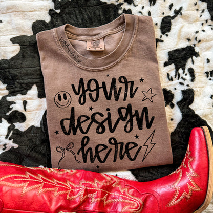 Espresso Comfort Colors T-Shirt Mockup with Red Boots and Cowhide