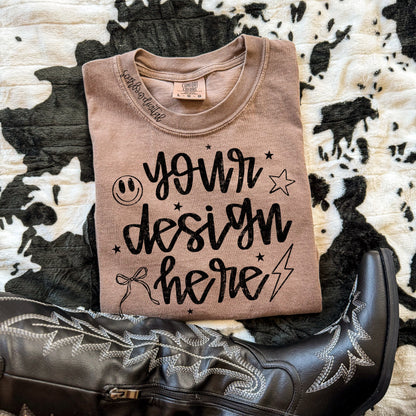 Espresso Comfort Colors T-Shirt Mockup with Black Boots and Cowhide