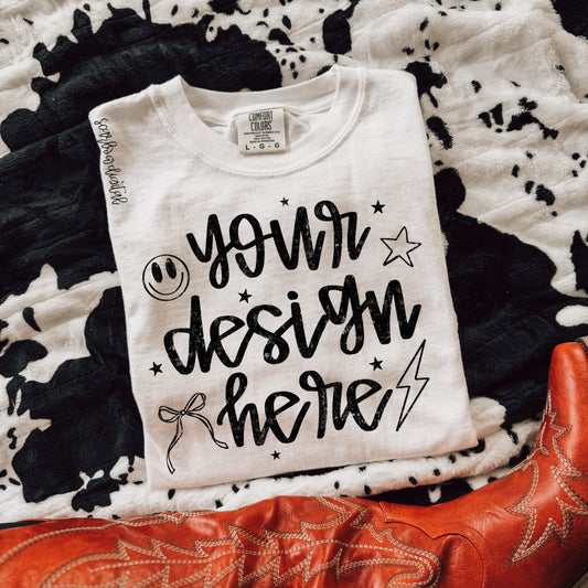 White Comfort Colors T-Shirt Mockup with Red Boots and Cowhide