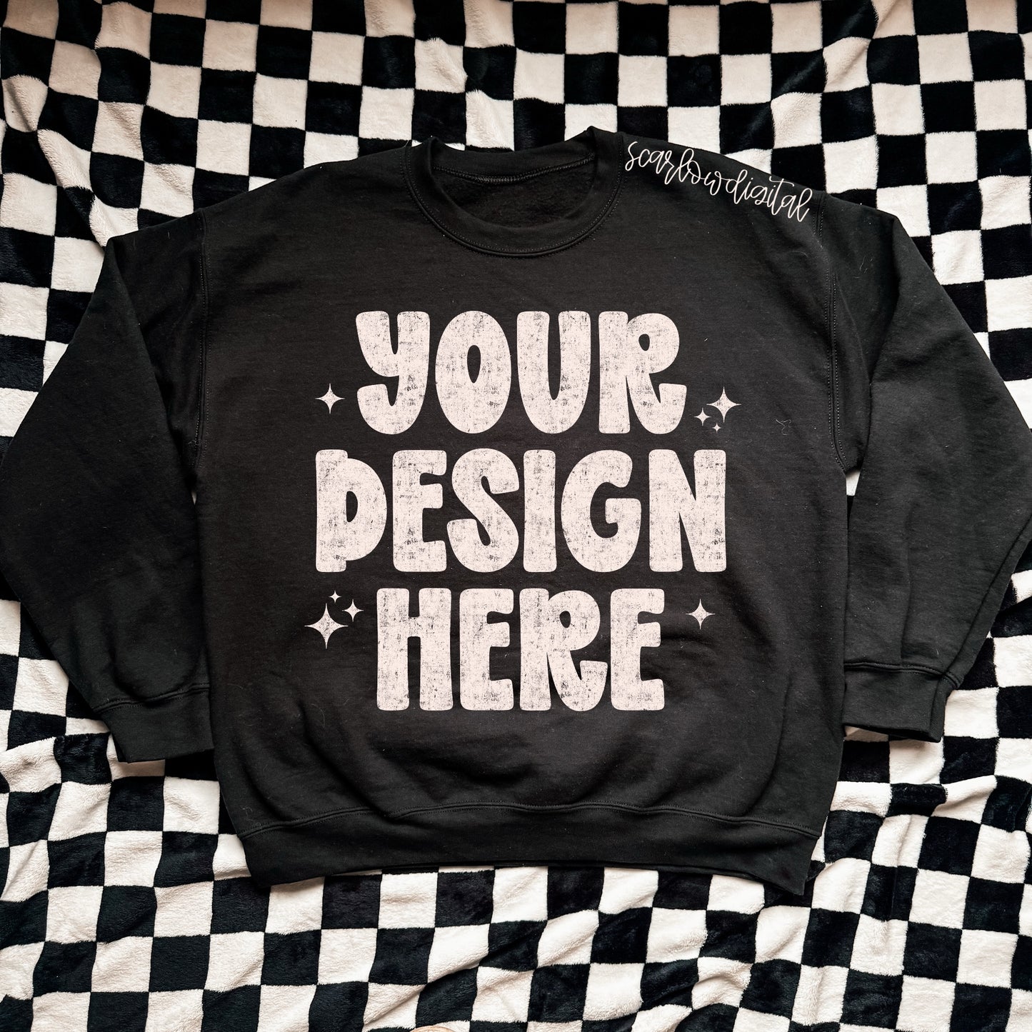Black Gildan - Unisex Heavy Blend Crewneck Sweatshirt 18000 Mockup