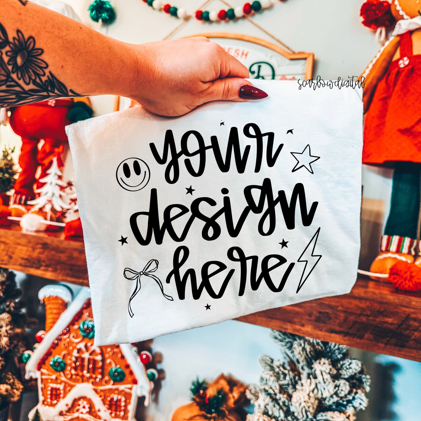 White Comfort Colors Christmas Mockup