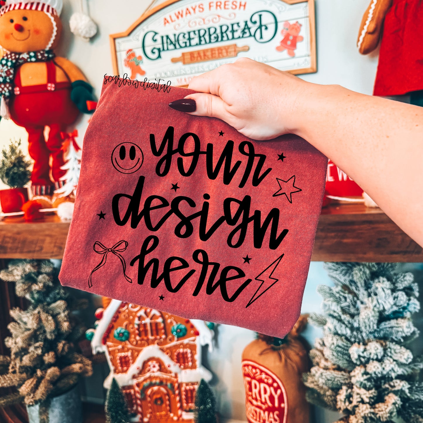 Crimson Comfort Colors Christmas Mockup