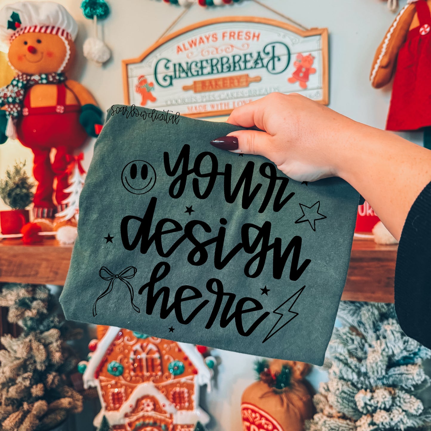 Sage Comfort Colors Christmas Mockup