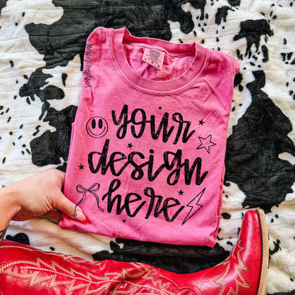 Crunchberry Comfort Colors T-Shirt Mockup with Red Boots and Cowhide