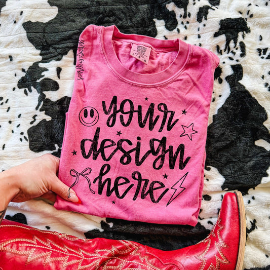 Crunchberry Comfort Colors T-Shirt Mockup with Red Boots and Cowhide