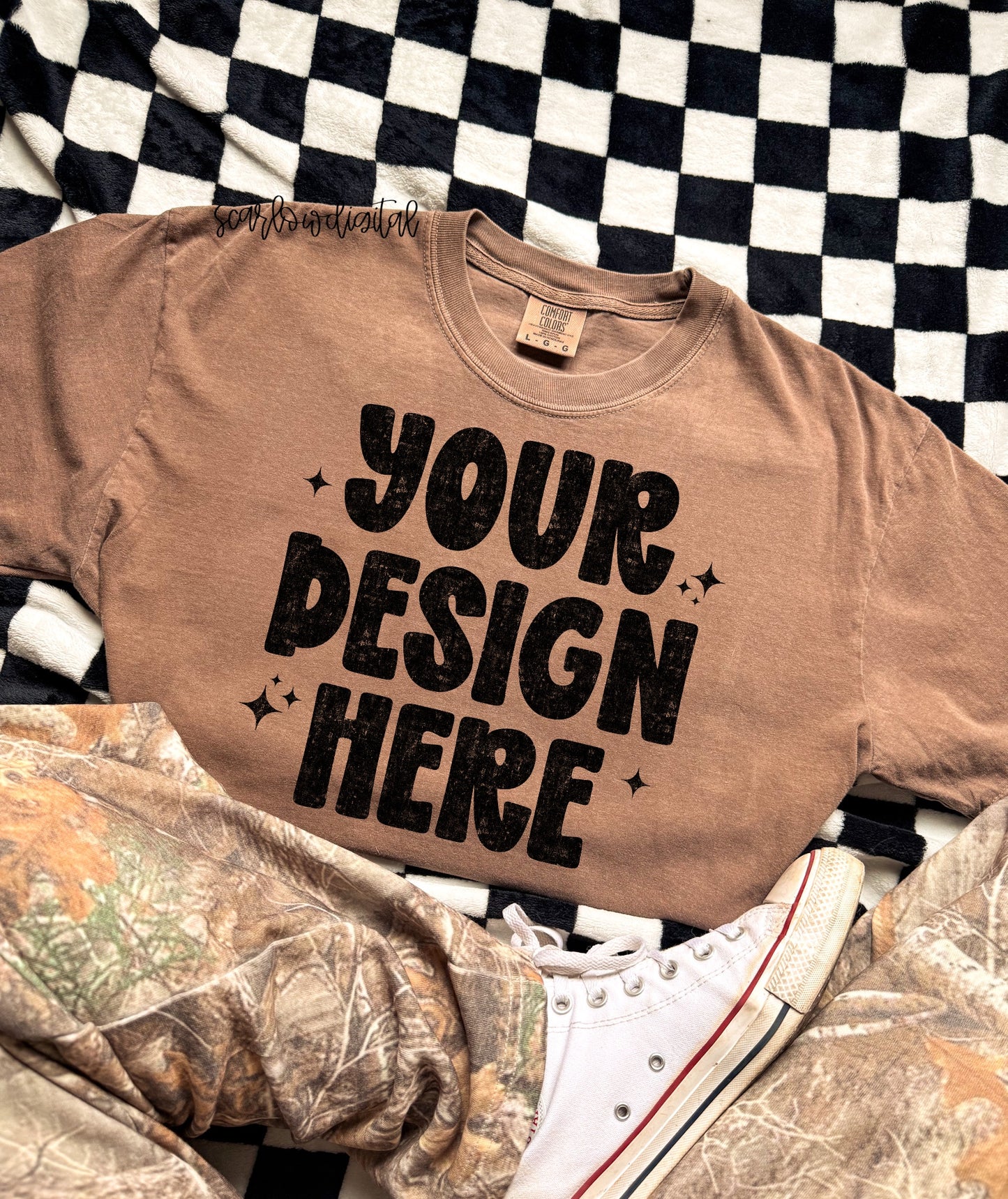 Espresso Comfort Colors Unisex Garment-Dyed Heavyweight T-Shirt 1717 Mockup