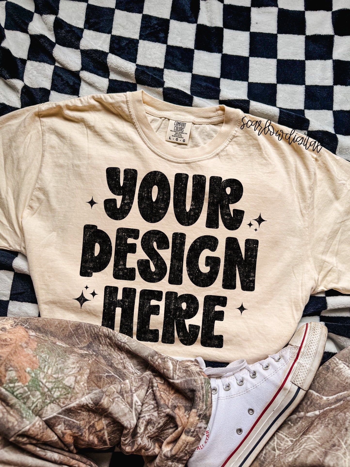 Ivory Comfort Colors Unisex Garment-Dyed Heavyweight T-Shirt 1717 Mockup