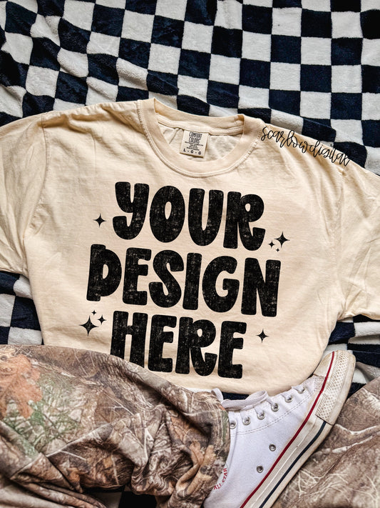 Ivory Comfort Colors Unisex Garment-Dyed Heavyweight T-Shirt 1717 Mockup