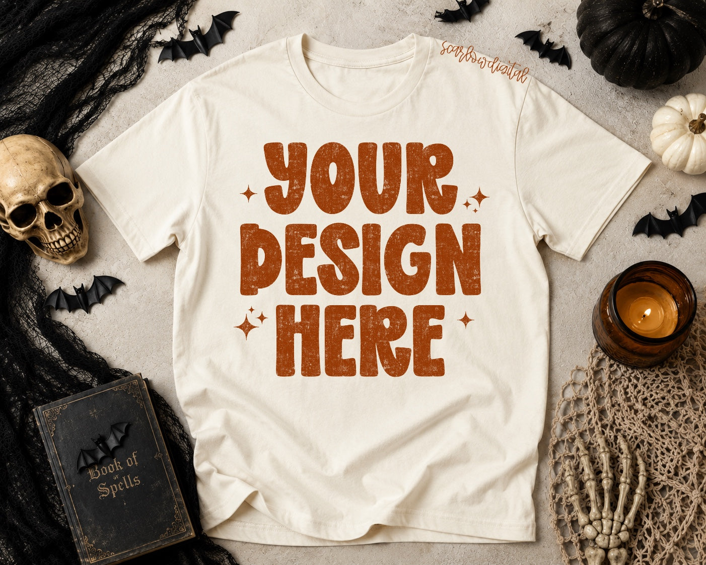 Halloween Ivory Comfort Colors Unisex Garment-Dyed Heavyweight T-Shirt 1717 Mockup