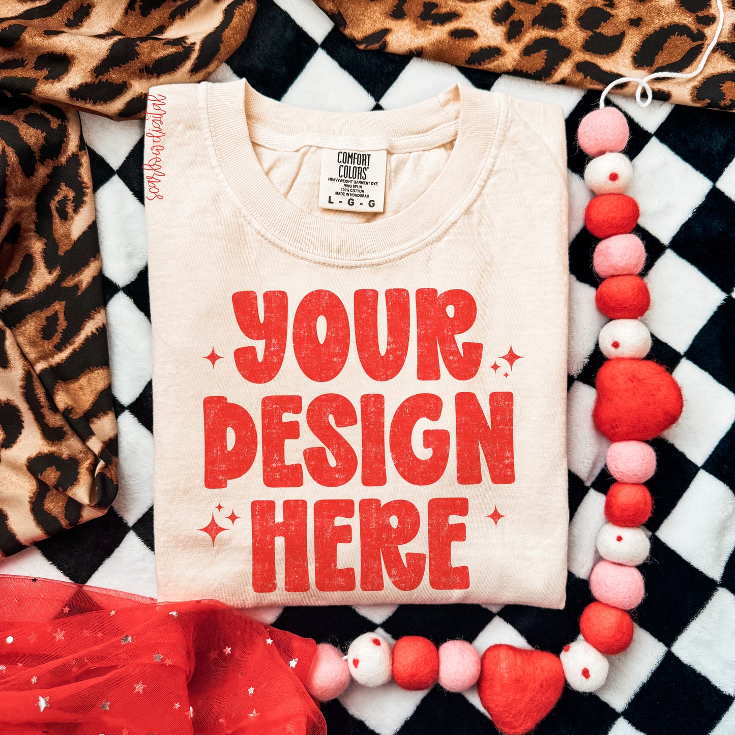 Ivory Valentine's Day Comfort Colors Unisex Garment-Dyed Heavyweight T-Shirt 1717 Mockup