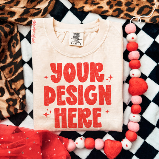 Ivory Valentine's Day Comfort Colors Unisex Garment-Dyed Heavyweight T-Shirt 1717 Mockup