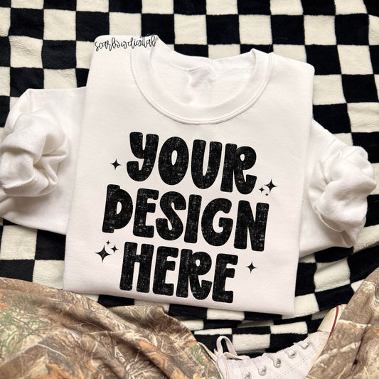 White Gildan - Unisex Heavy Blend Crewneck Sweatshirt 18000 Mockup