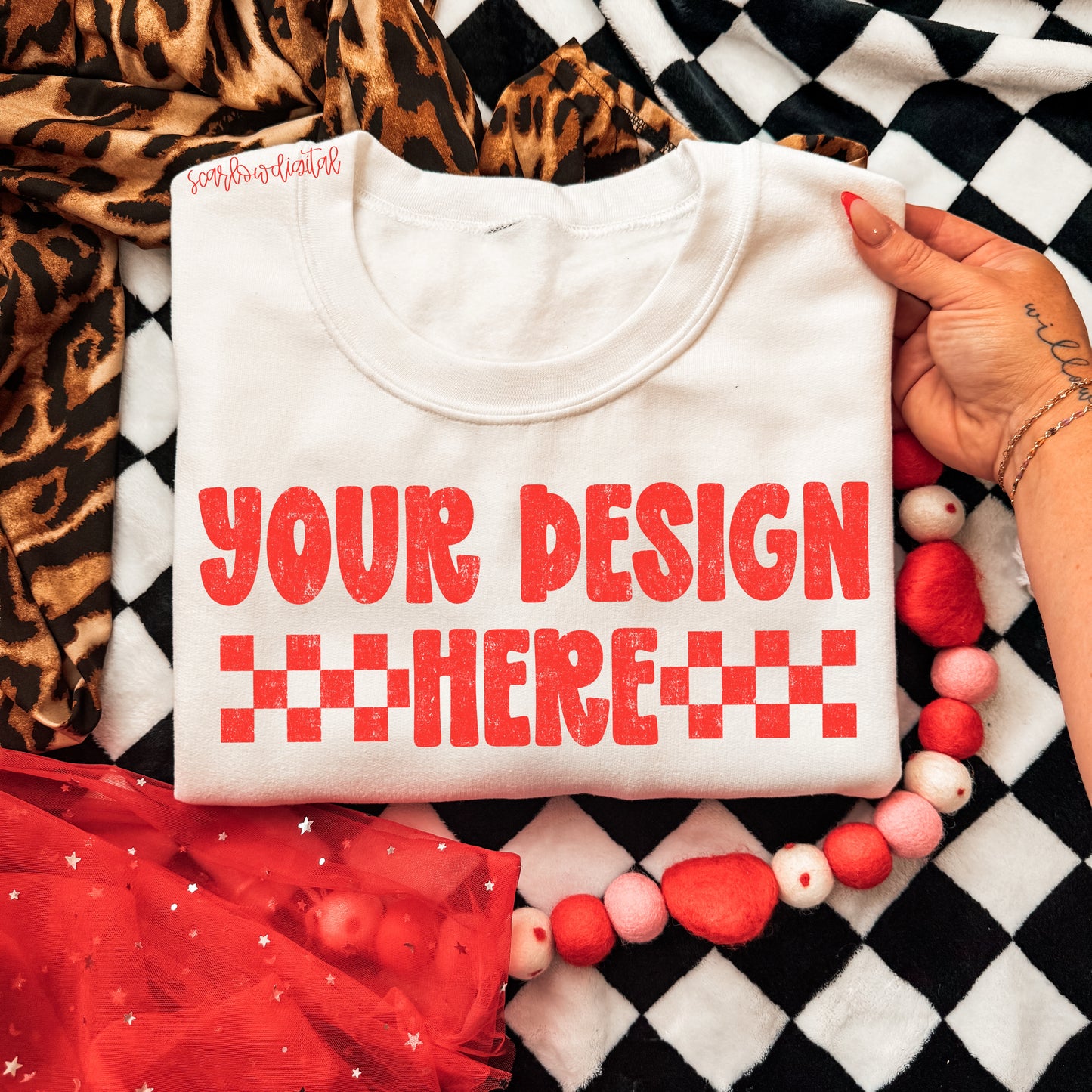 White Valentine's Day Gildan - Unisex Heavy Blend Crewneck Sweatshirt 18000 Mockup