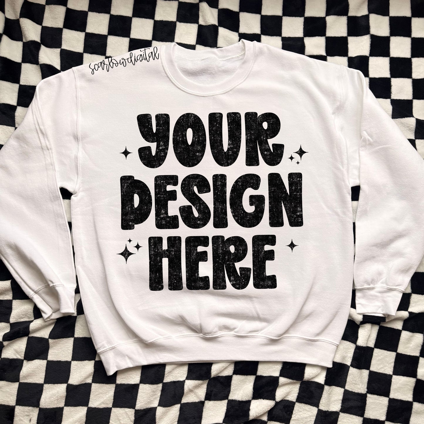 White Gildan - Unisex Heavy Blend Crewneck Sweatshirt 18000 Mockup
