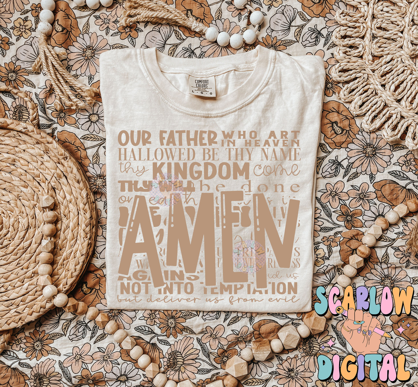 The Lord's Prayer PNG Digital Design Download, amen png, jesus png, christian png, pray png, bible verse png, single color png, retro png