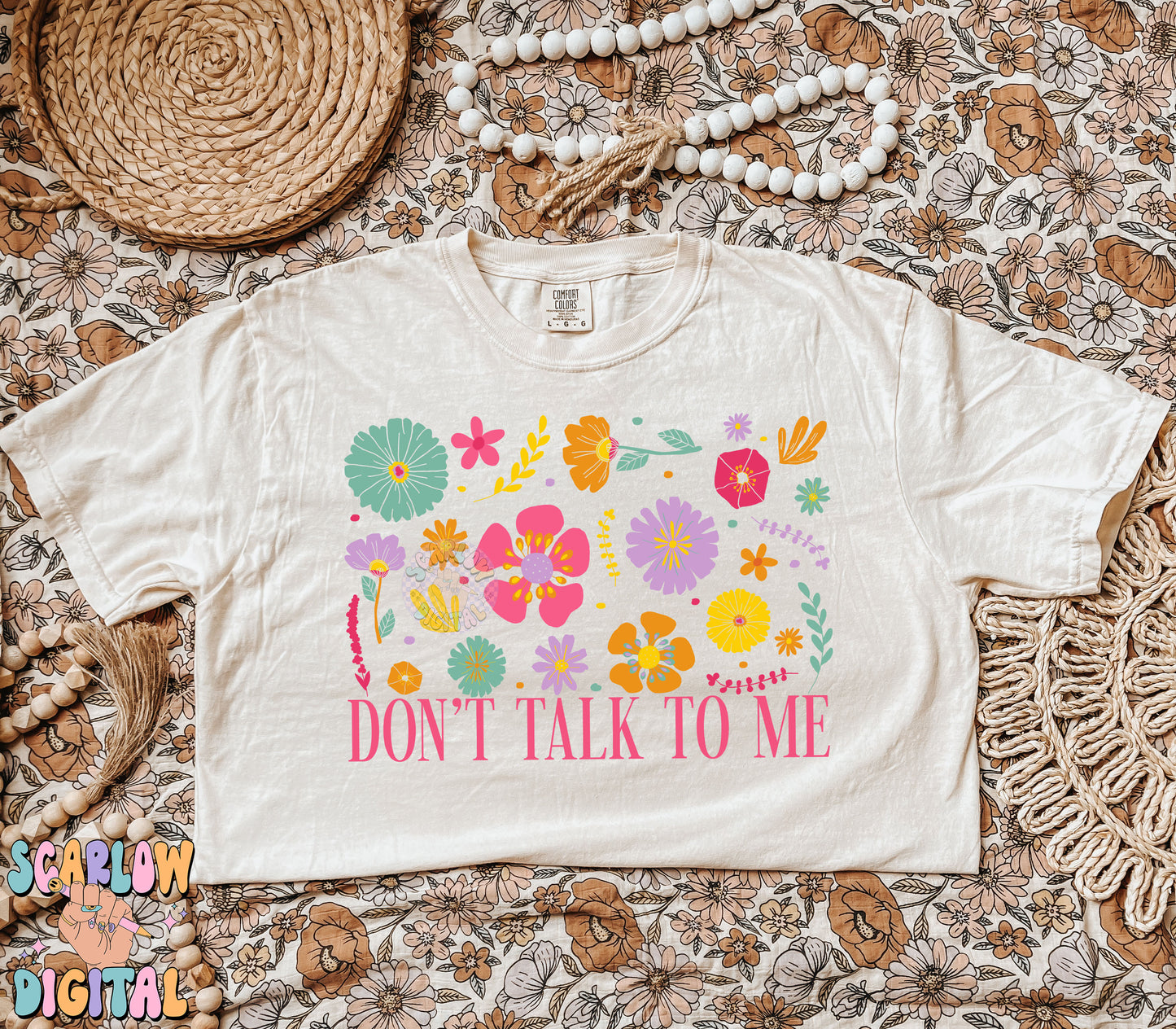 Don't Talk to Me PNG Digital Design Download, snarky png, sarcastic png, funny png, adult designs, adult humor png, trendy flowers png