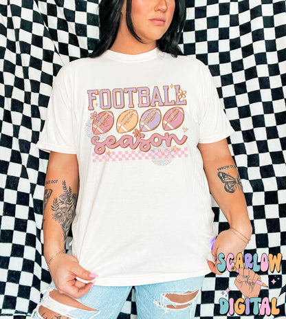 Football Season Front and Back PNG Digital Design Download, cute footballs png, pocket png, football tshirt designs, girl png, boho png