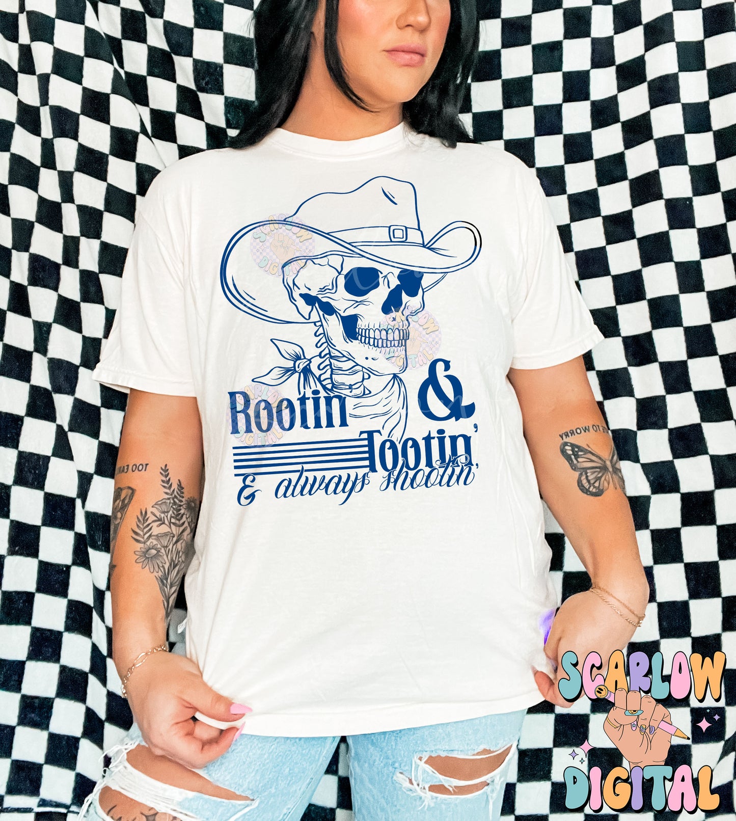 Rootin' Tootin' and Always Shootin' PNG Digital Design Download, western png, skeleton png, snarky png, adult humor png, funny png designs