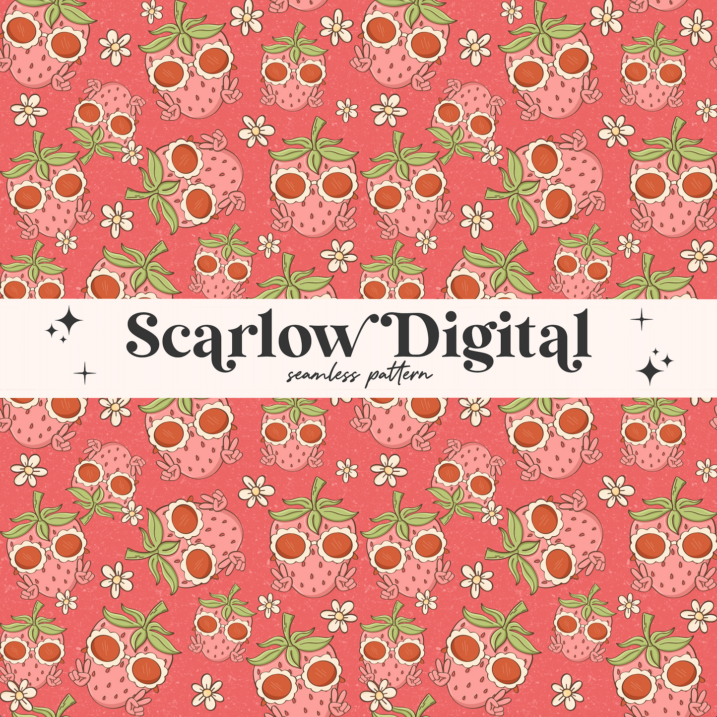 Strawberry Seamless Pattern-Summer Sublimation Digital Design Download-fruit seamless pattern, girly seamless pattern, trendy seamless file
