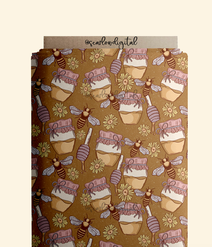 Honey Seamless Pattern-Bee Sublimation Digital Design Download-boho surface pattern, honey bee seamless pattern, trendy seamless patterns