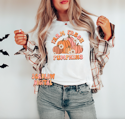 Farm Fresh Pumpkins PNG-Fall Sublimation Digital Design Download-pumpkin patch png, fall flowers png, autumn vibes png, halloween png files