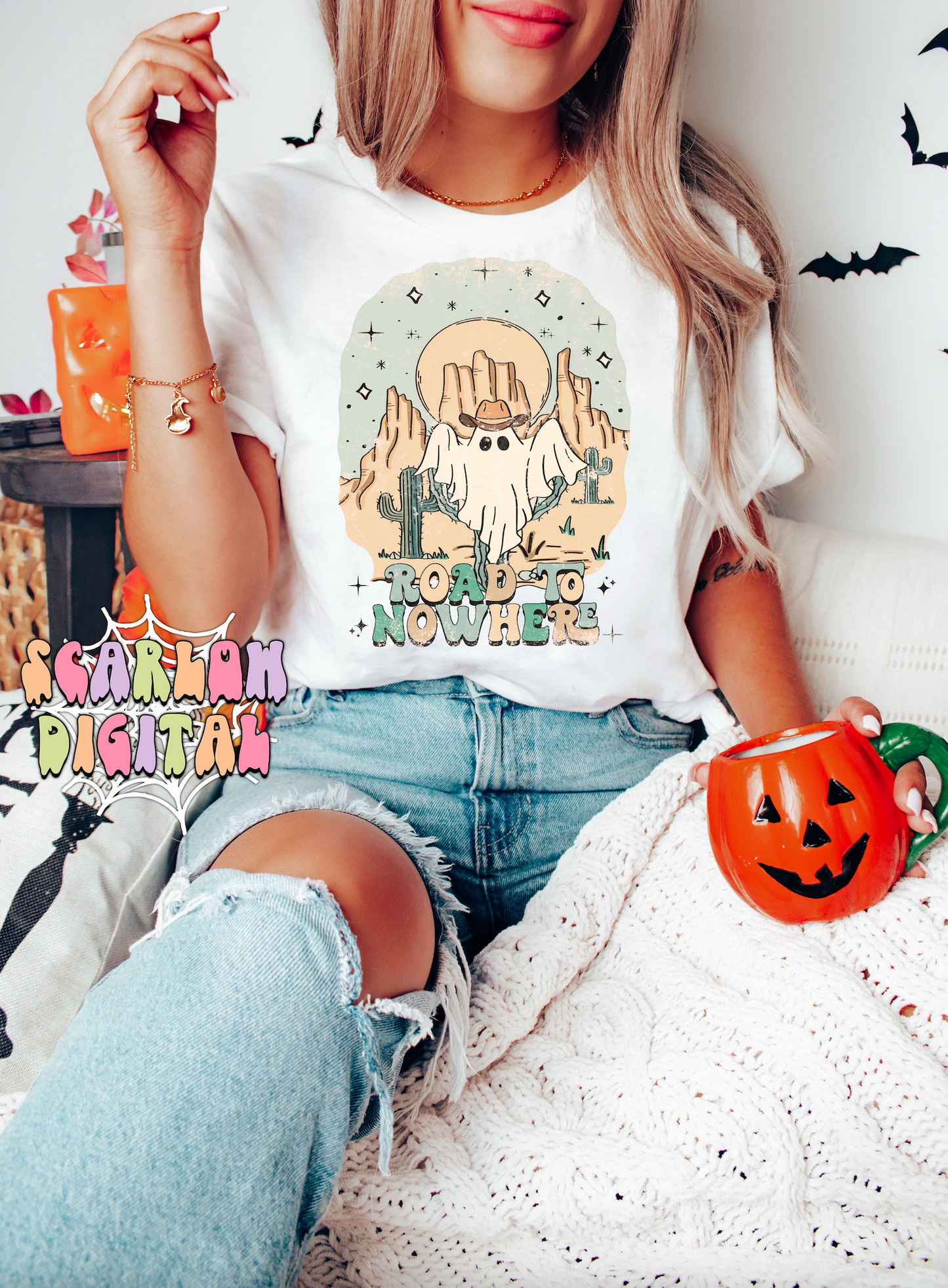 Road to Nowhere PNG-Halloween Sublimation Digital Design Download-western halloween png, country ghost png, desert png, cowboy ghost png