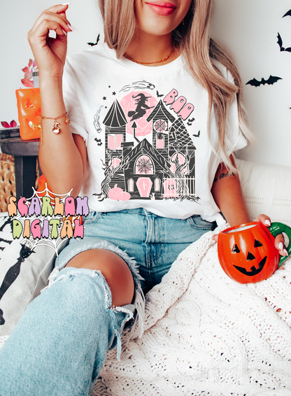 Haunted House PNG-Halloween Sublimation Digital Design Download-spooky season png, spooky girl png, kids halloween png, spooky boo png file