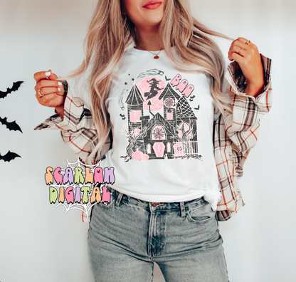 Haunted House PNG-Halloween Sublimation Digital Design Download-spooky season png, spooky girl png, kids halloween png, spooky boo png file