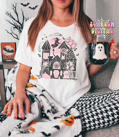 Haunted House PNG-Halloween Sublimation Digital Design Download-spooky season png, spooky girl png, kids halloween png, spooky boo png file