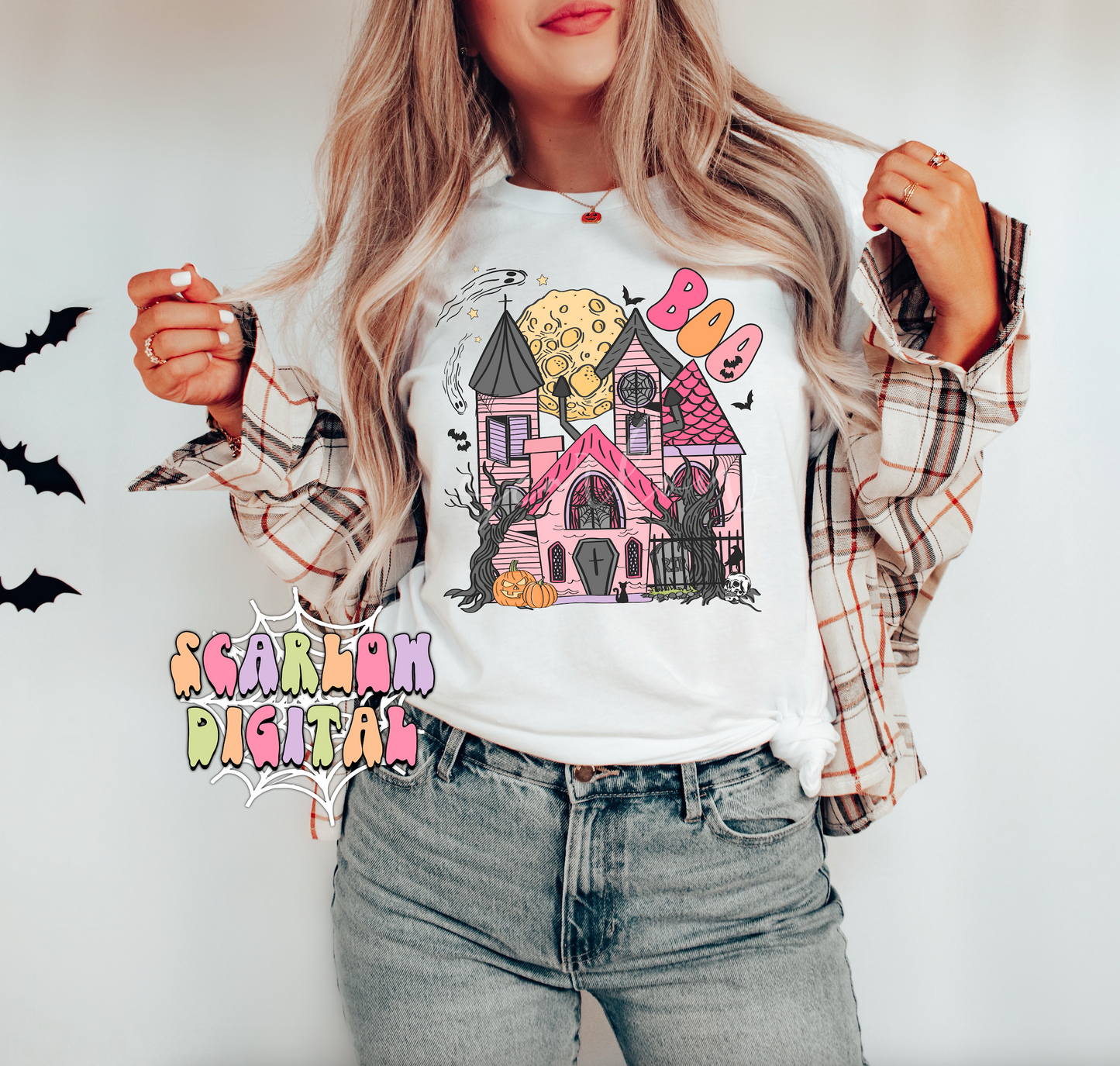 Haunted House PNG-Halloween Sublimation Digital Design Download-spooky season png, spooky girl png, kids halloween png, spooky boo png file