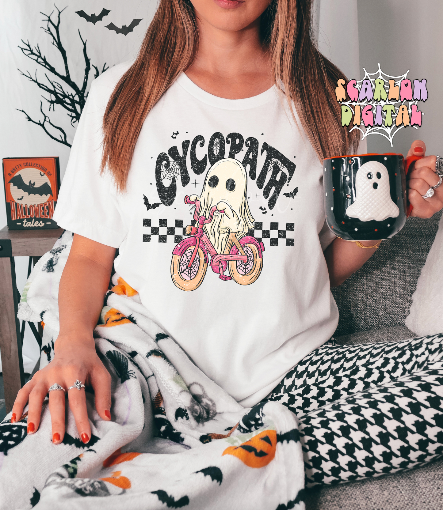 Cycopath PNG-Halloween Sublimation Digital Design Download-bicycle png, ghost png, spooky season png, cute spooky png, trendy halloween png
