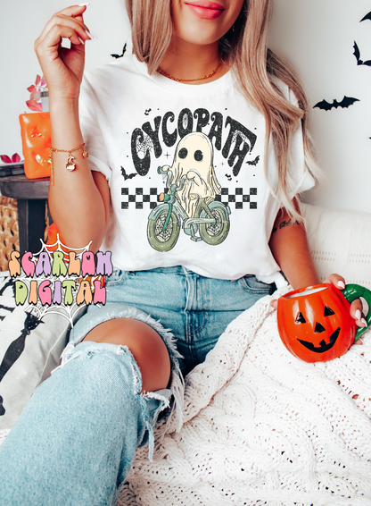 Cycopath PNG-Halloween Sublimation Digital Design Download-bicycle png, ghost png, spooky season png, cute spooky png, trendy halloween png