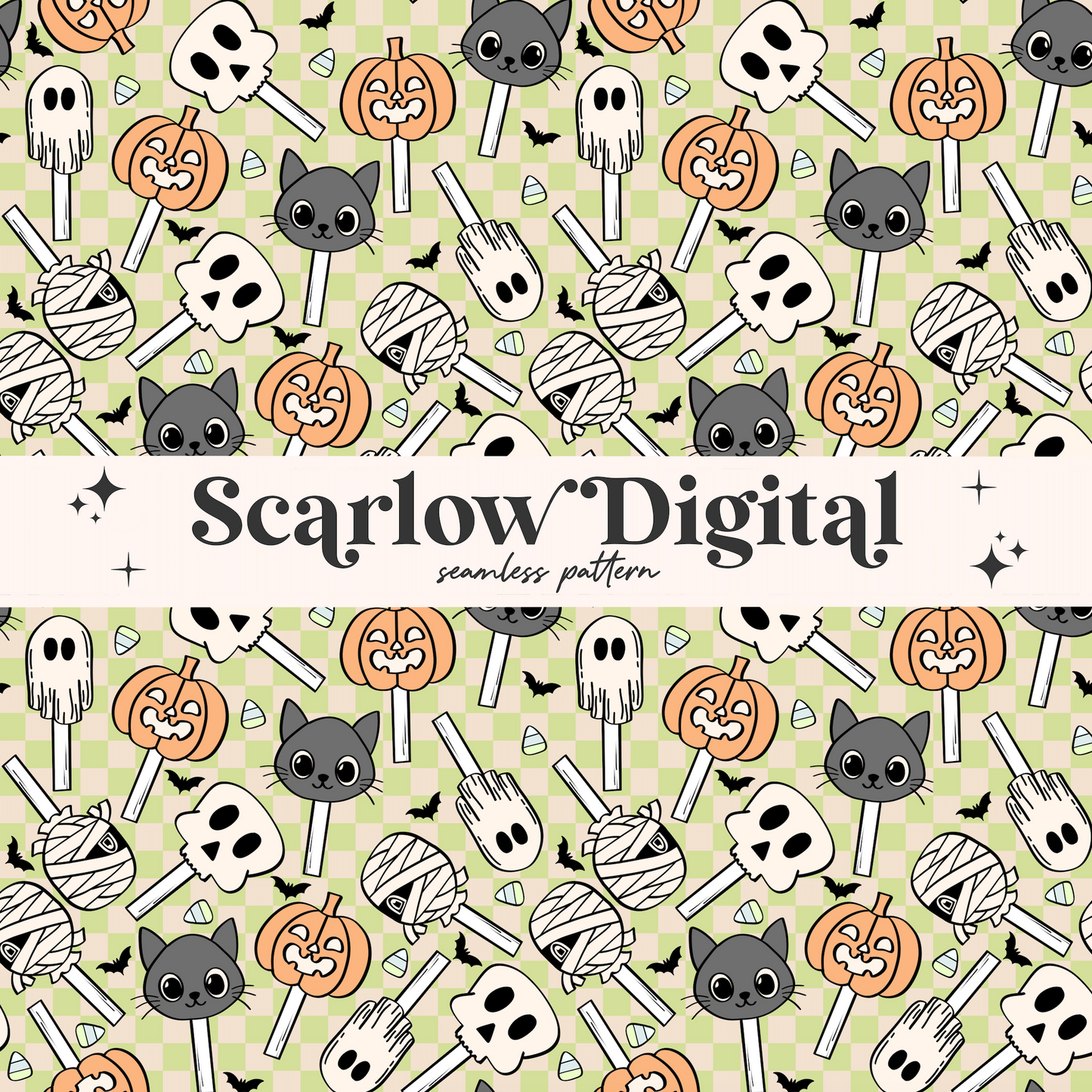 Spooky Suckers Seamless Pattern-Halloween Sublimation Digital Design Download-boy seamless file, halloween surface pattern, kids seamless