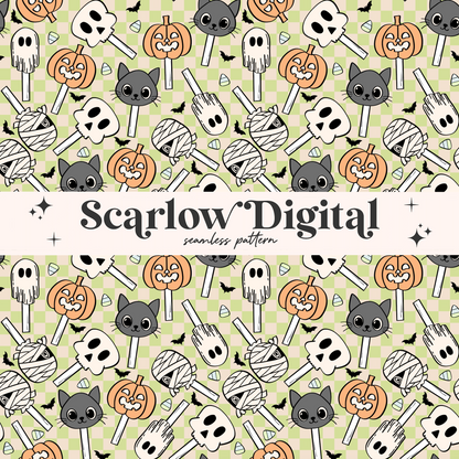 Spooky Suckers Seamless Pattern-Halloween Sublimation Digital Design Download-boy seamless file, halloween surface pattern, kids seamless