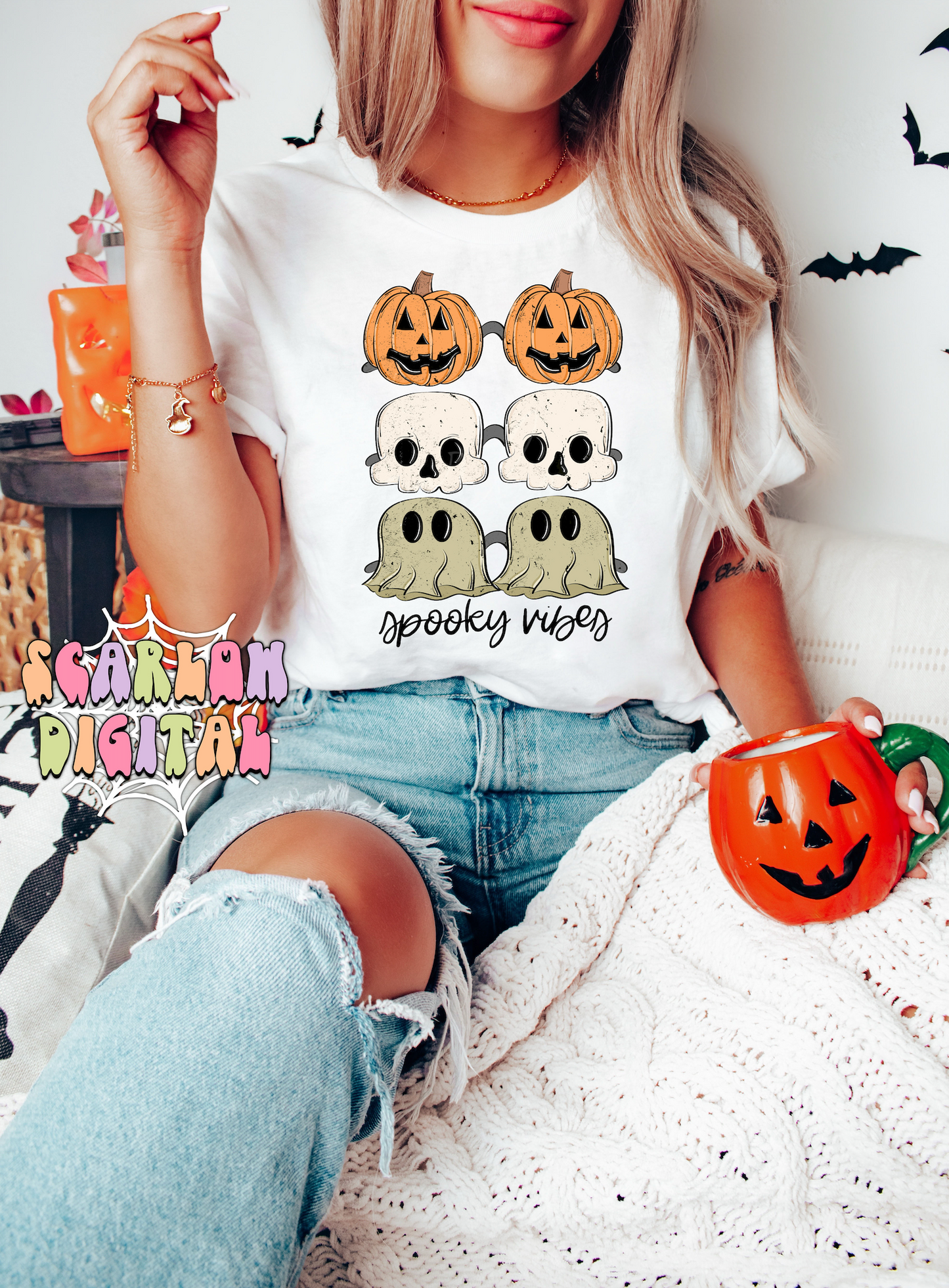 Spooky Vibes PNG-Halloween Sublimation Digital Design Download-halloween sunglasses png, sunnies png, pumpkin png, skull png, ghost png