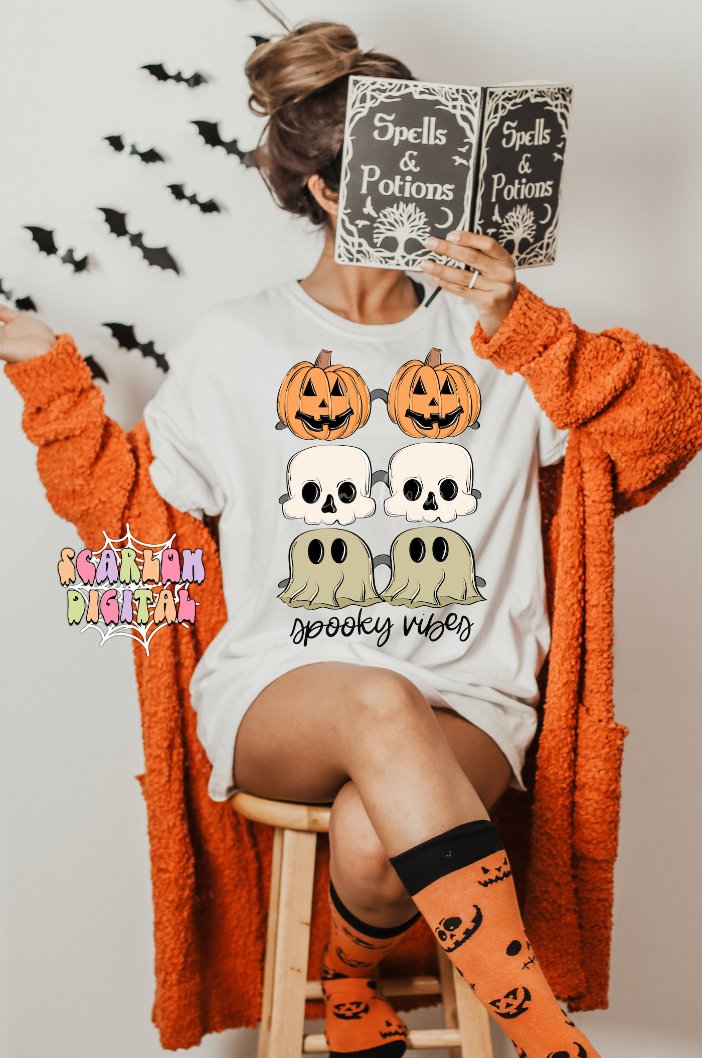 Spooky Vibes PNG-Halloween Sublimation Digital Design Download-halloween sunglasses png, sunnies png, pumpkin png, skull png, ghost png