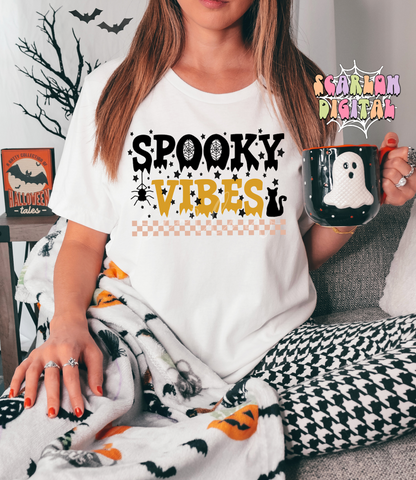 Spooky Vibes PNG-Halloween Sublimation Digital Design Download-black cat png, spider png, spooky season png, fall png, trendy png designs