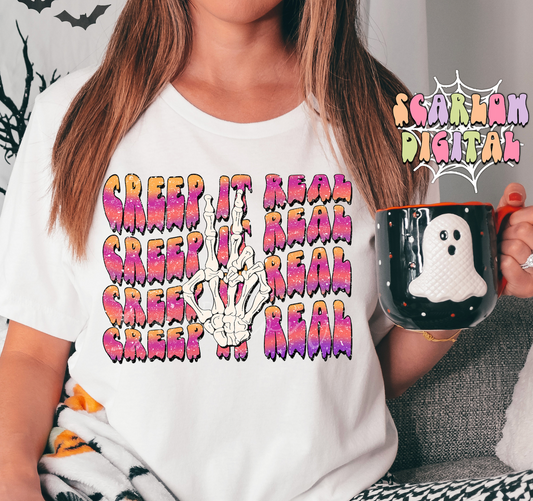 Creep it Real PNG-Spooky Sublimation Digital Design Download-skeleton hand png, peace sign png, halloween png, kids png, adult png design
