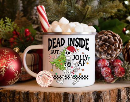 Dead Inside But Jolly AF-Christmas Sublimation Digital Design Download-skeleton png, christmas tree png, funny png, adult humor png design